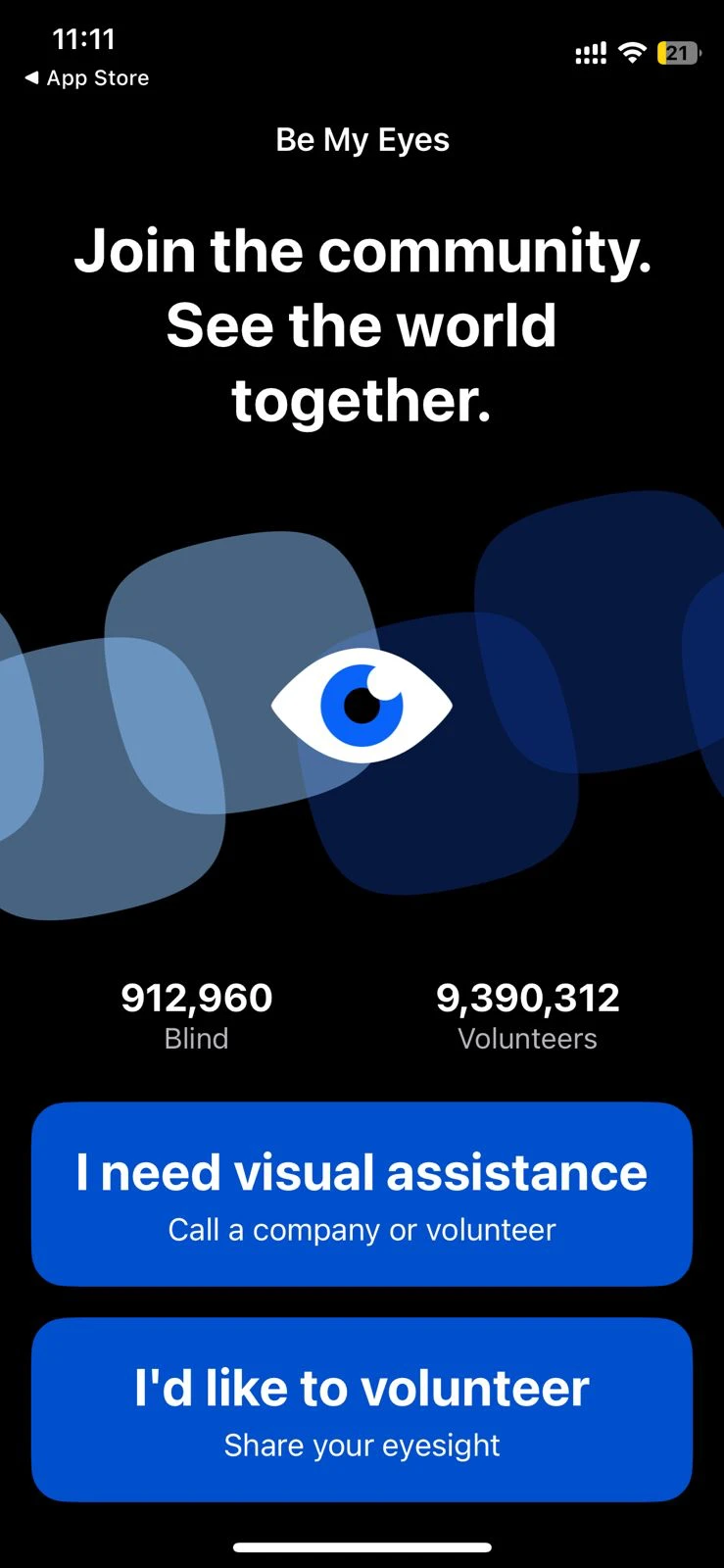 The Be My Eyes app connecting people who need help with those willing to help