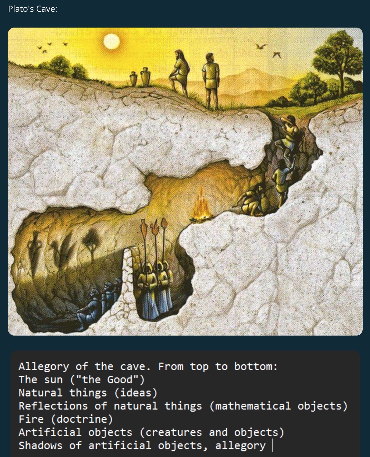 Plato's Cave: the shadows on the wall are our symbols